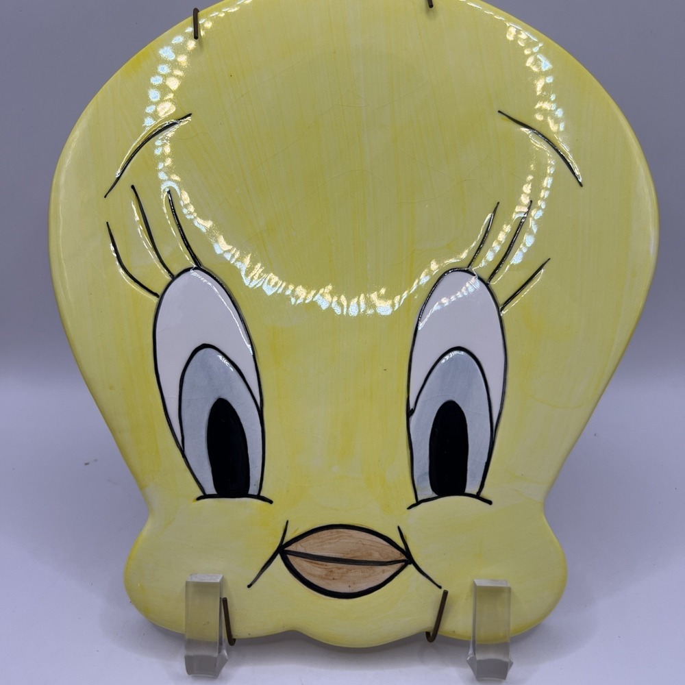 Vtg Tweety Bird Ceramic Wall Hanging, Warner Brothers Trivet Hot Plate 1994 8x7"